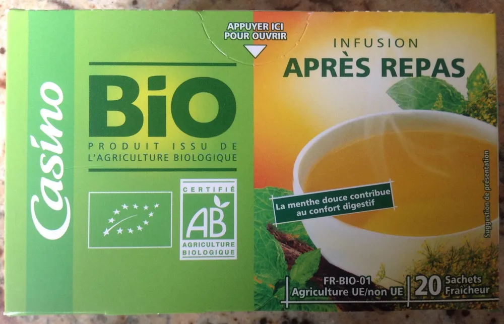 Infusion Après repas bio 30g 20 sachets fraîcheur