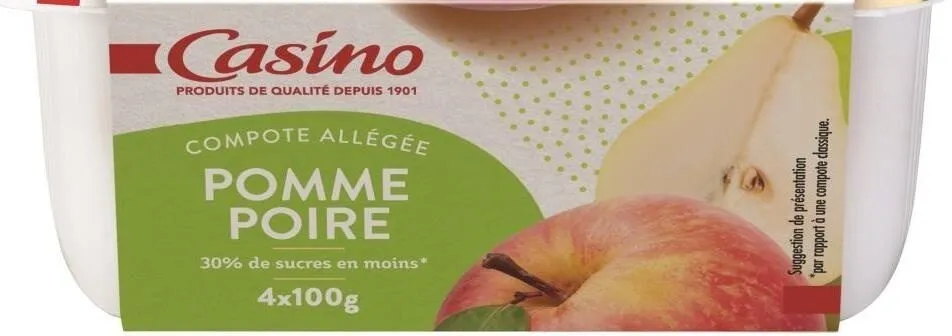 Compote allégée Pommes Poires 30% de sucres en moins