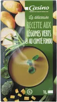Velouté de légumes et légumes verts au Comté fondu