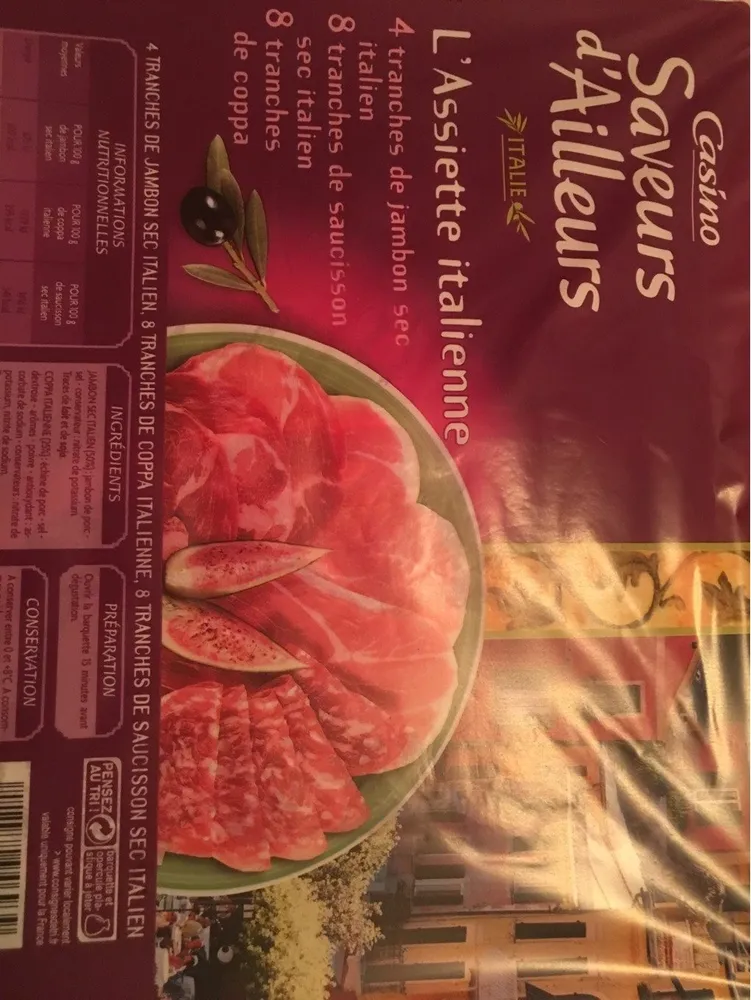 L'assiette italienne jambon sec italien, saucisson sec italien, coppa italienne