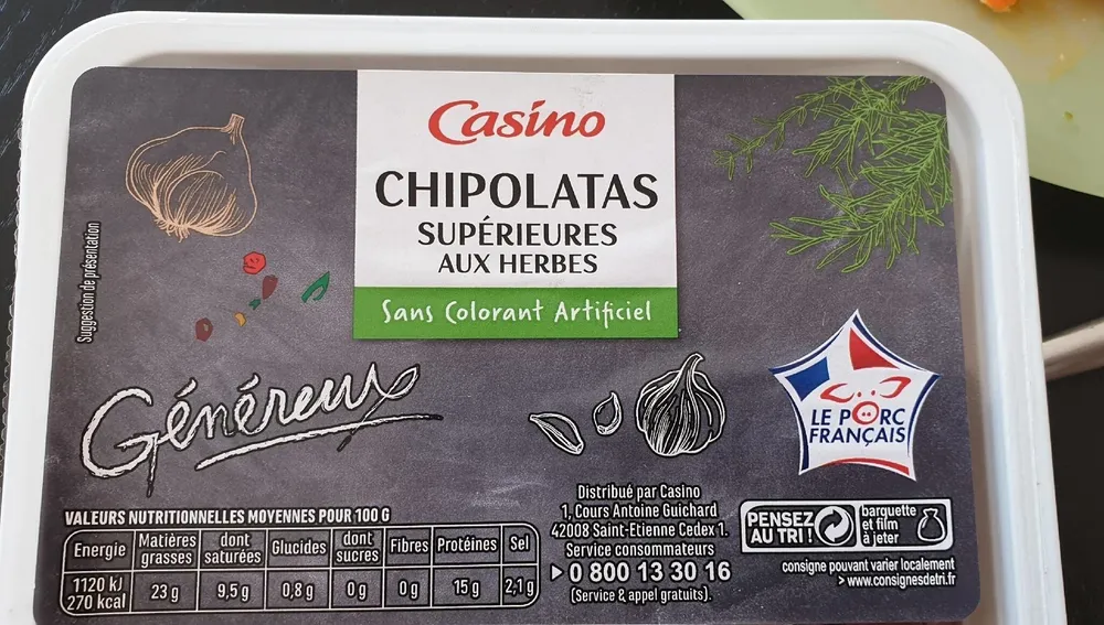 Chipolatas supérieures aux herbes