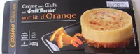 Crème aux œufs saveur vanille sur lit à l'orange - cuite et dorée au four