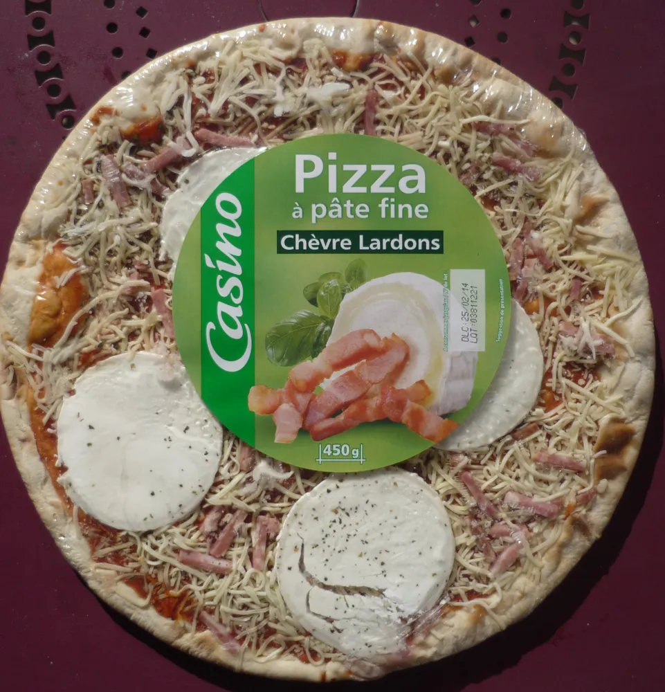Pizza à pâte fine Chèvre-Lardons
