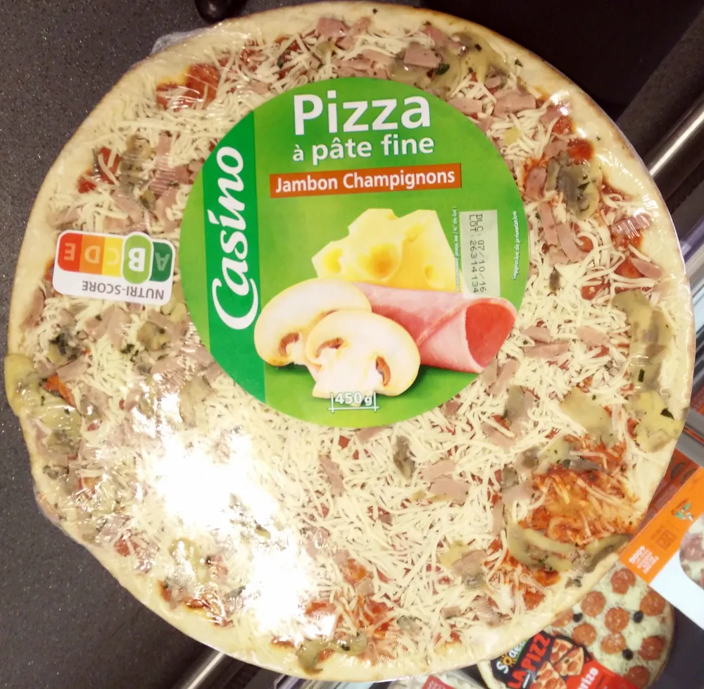 Pizza à pâte fine Jambon Champignons