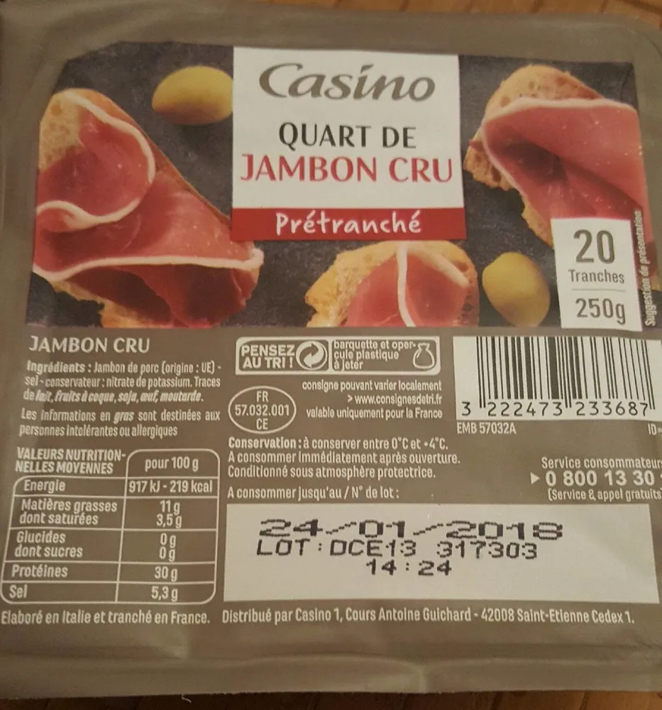 Quart de Jambon cru prétranché