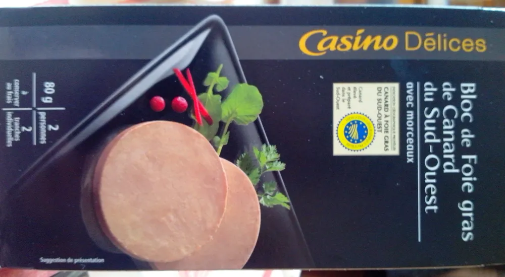 Bloc de Foie gras de Canard du Sud-Ouest avec morceaux IGP