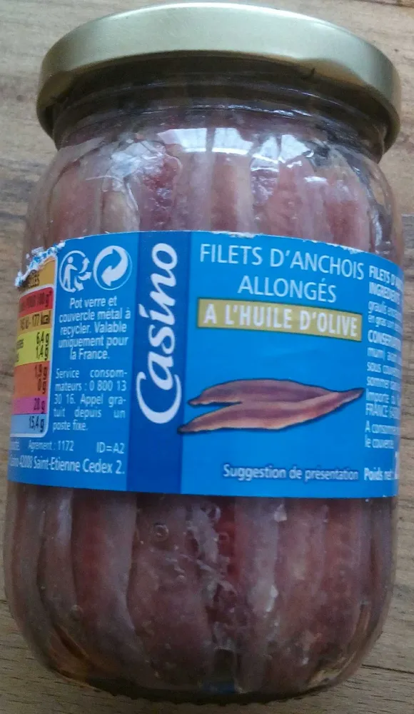 Filets d'anchois allongés à l'huile d'olive