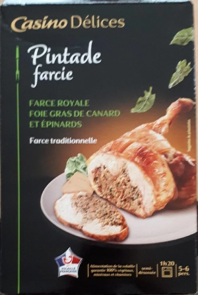 Pintade farcie foie gras et épinards