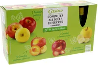 Gourdes de compotes 3xPomme 3xPomme-Abricot 3xPomme-Fraise 3xPomme-Banane allégées en sucres 30% de sucres en moins