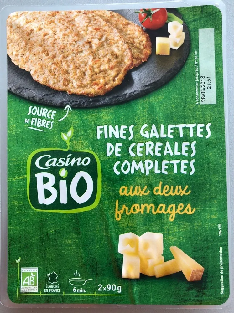 Fines galettes de céréales complétes aux deux fromages CASINO BIO