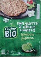 2 Fines galettes de céréales complètes Epinards Pignons BIO