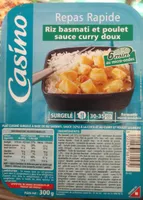 Poulet riz basmati sauce lait de coco et curry