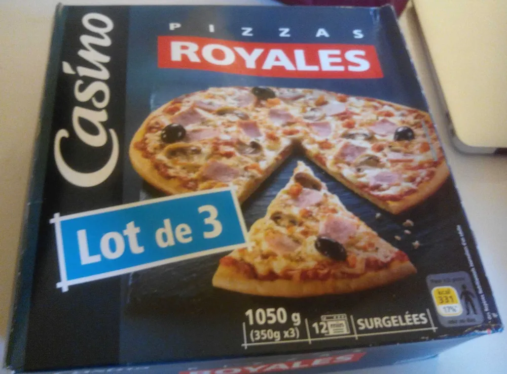 Lot de 3 pizzas royales surgelées
