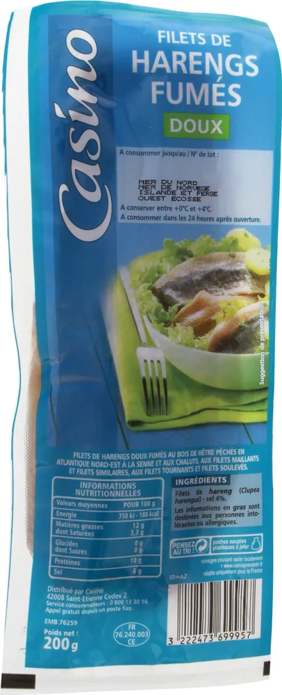 Filets de harengs fumés doux
