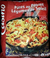 Pates au poulet, légumes du soleil