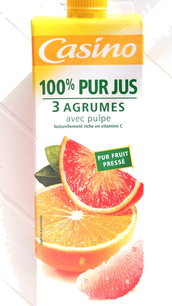 100% Pur jus 3 Agrumes avec Pulpe