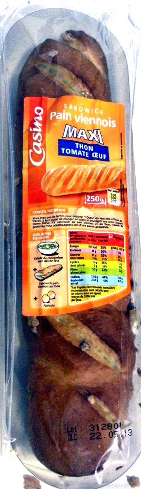 Maxi Pain viennois Thon tomate oeuf