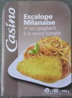 Escalope* de dinde milanaise et ses pâtes sauce tomate basilic *A partir de filets de dinde reconstitués