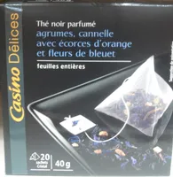 Thé noir parfumé agrumes, cannelle avec écorces d'orange et fleurs de bleuet