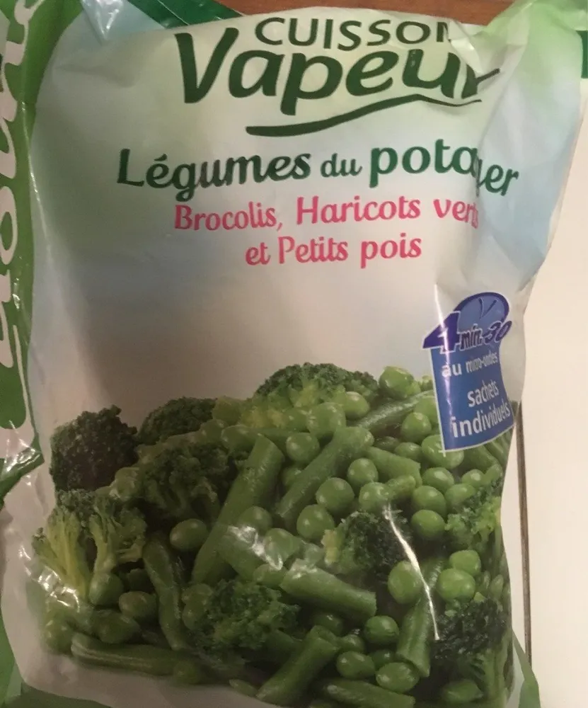 Légumes du potager Brocolis, Haricots verts et Petits pois - Cuisson vapeur