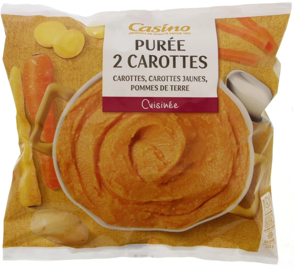 Purée 2 carottes cuisinée Carottes, carottes jaunes, pommes de terre