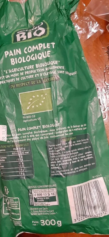 Pain complet biologique
