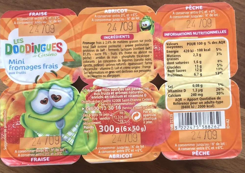 Mini fromages frais aux fruits et aromatisés