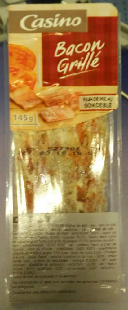 Club bacon grillé - pain de mie au son grillé