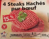 4 Steaks hachés pur boeuf 15% MG