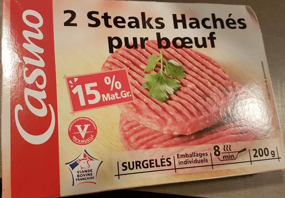 2 Steaks hachés pur boeuf 15%MG
