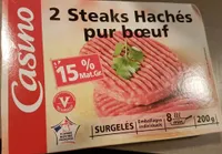 2 Steaks hachés pur boeuf 15%MG