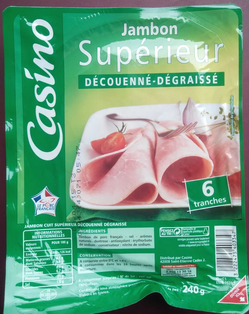 Jambon Supérieur découenné dégraissé