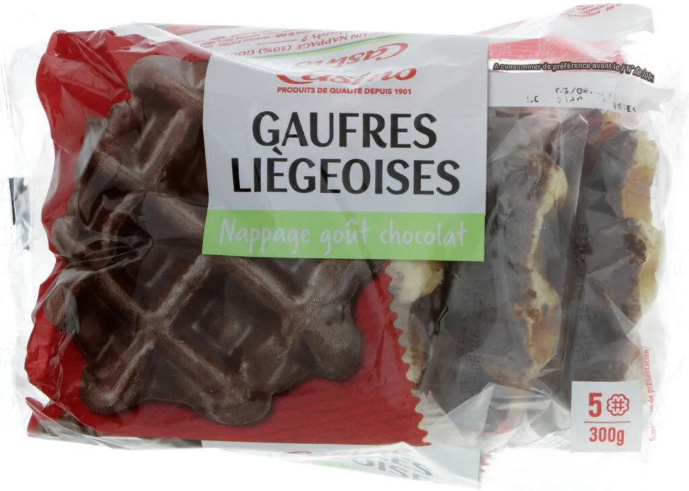 Gaufres liégeoises nappage goût chocolat et aux perles de sucre