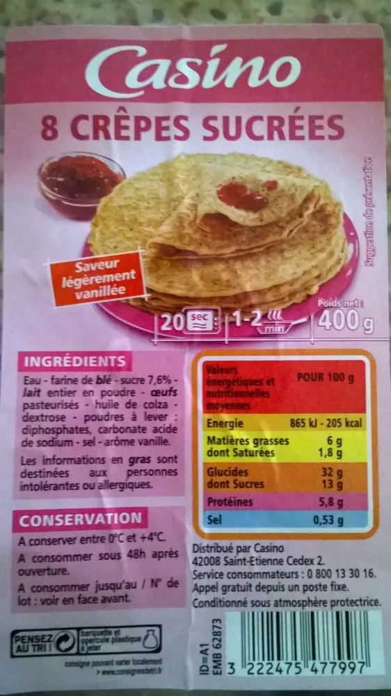 8 crêpes sucrées