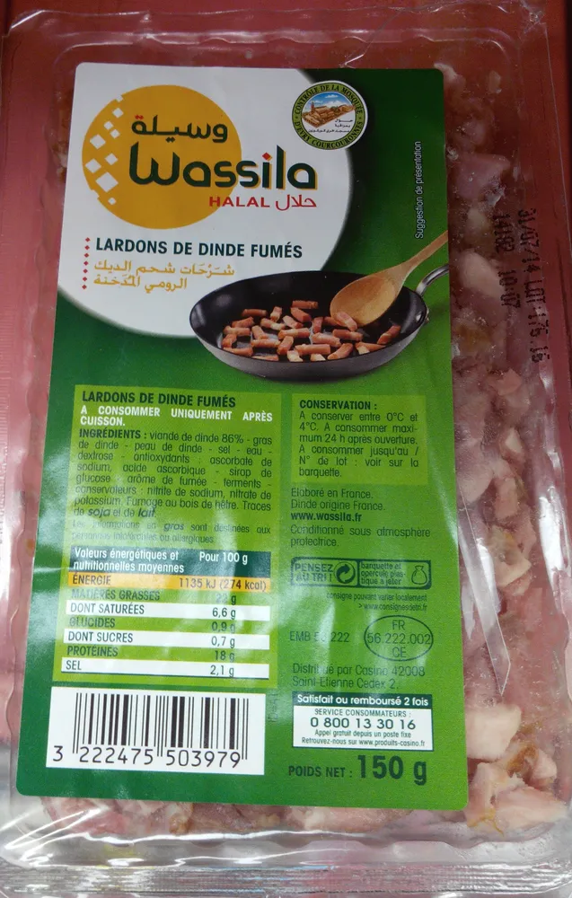 Lardons de dinde fumés halal