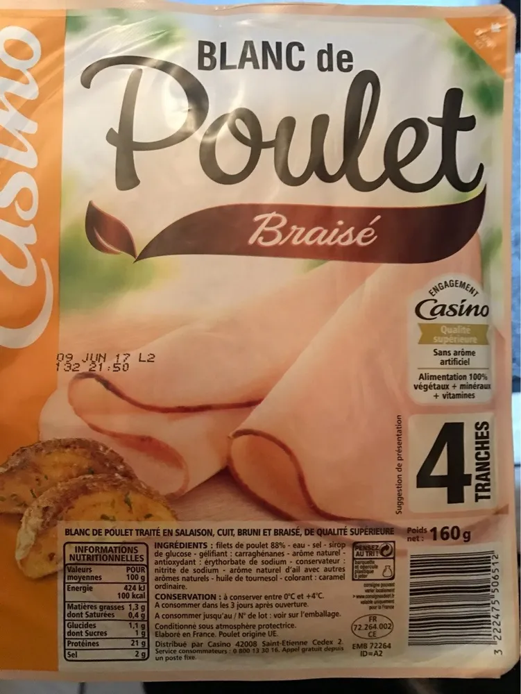 Blanc de poulet Braisé 4 tranches