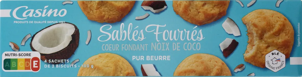 Sablés fourrés cœur fondant noix de coco pur beurre