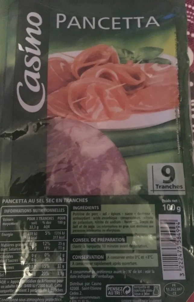 Pancetta au sel sec