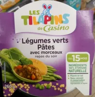 Légumes verts Pâtes avec morceaux repas du soir