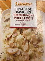 Gratin de ravioles champignons poulet rôti à la crème fraîche
