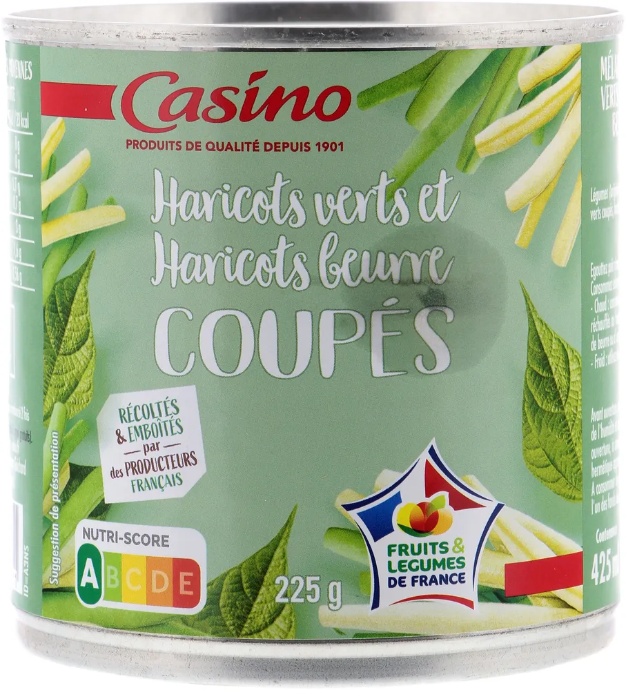 Duo de haricots verts et haricots beurre coupés