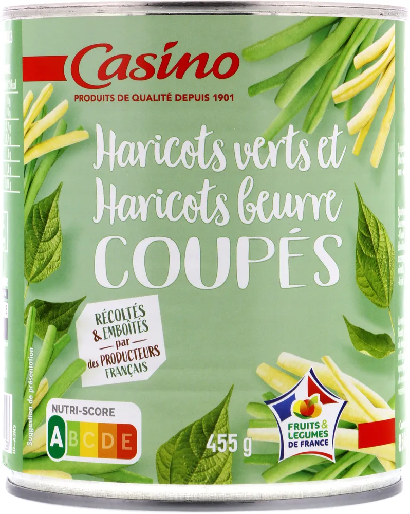 Duo de haricots verts et haricots beurre coupés