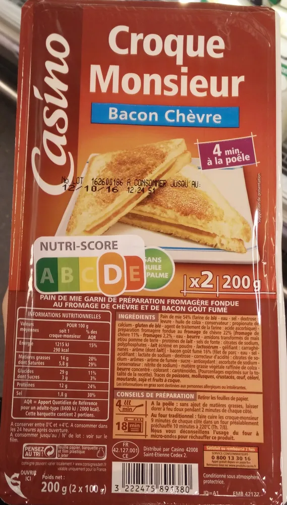 Croque Monsieur Bacon Chèvre