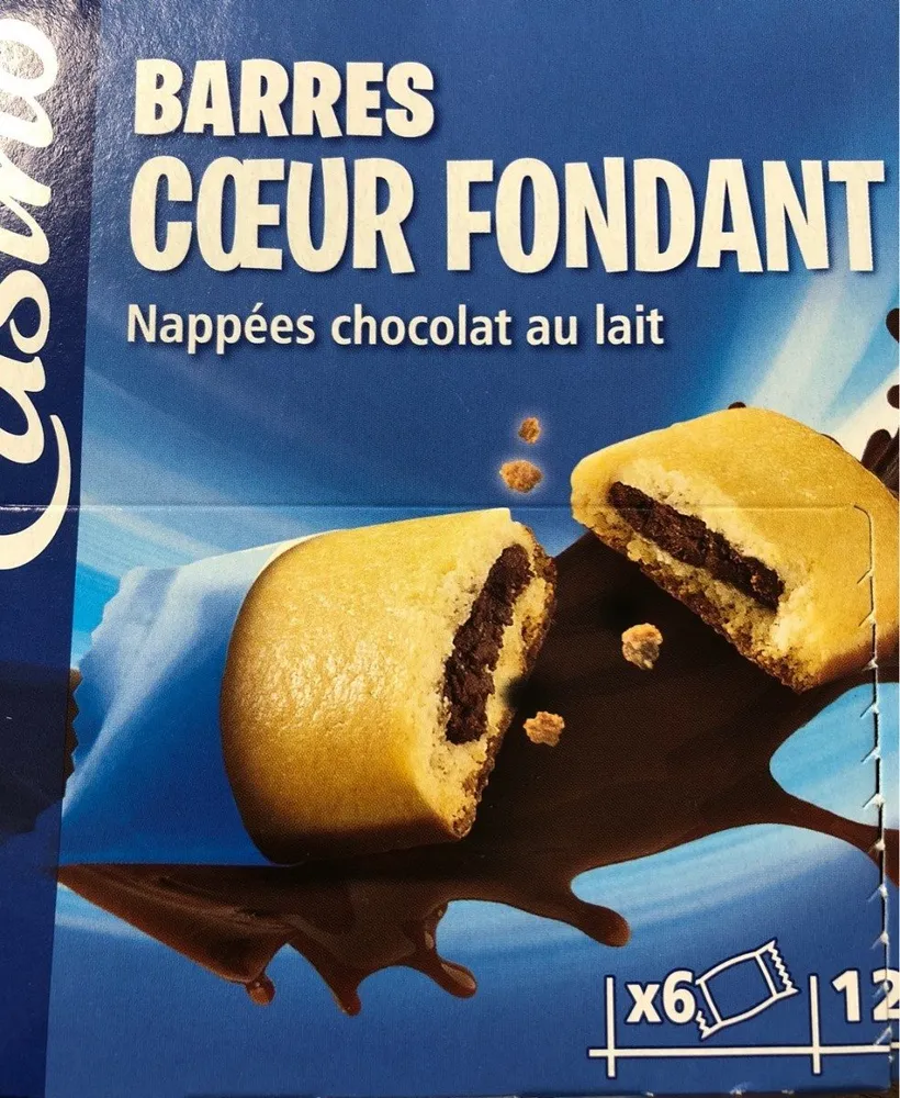 Barres coeur fondant nappées chocolat au lait