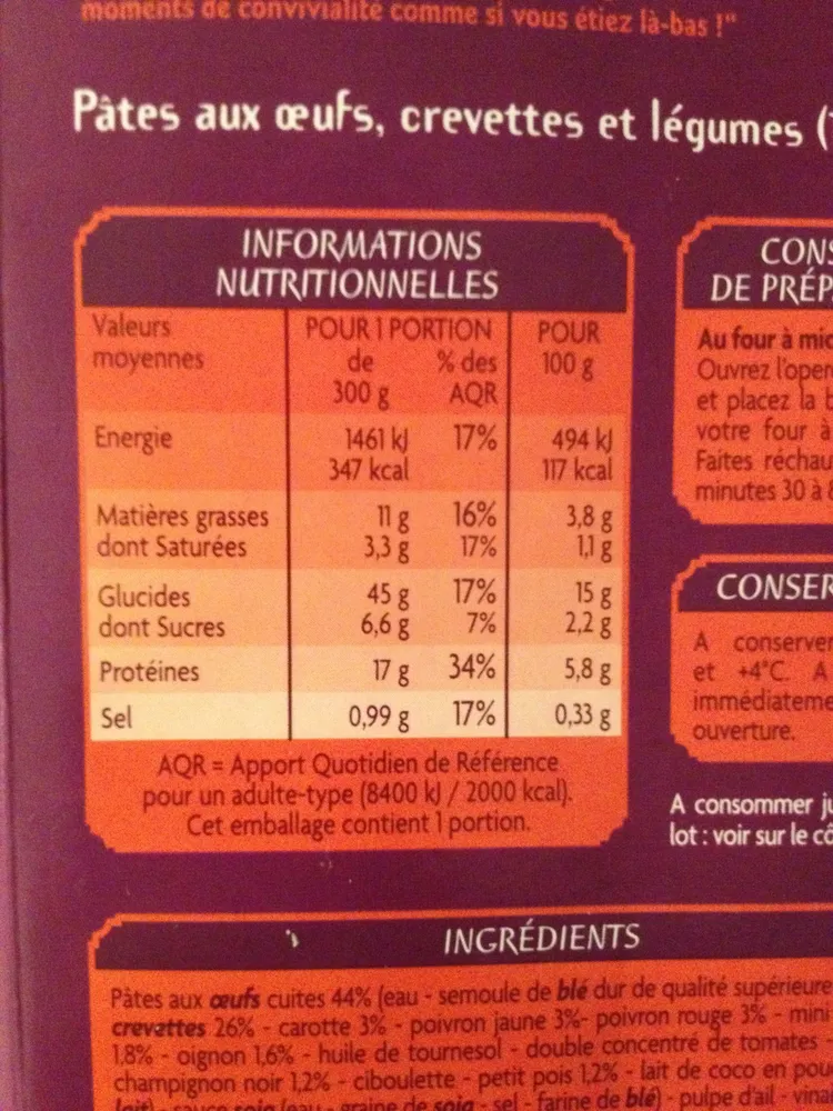 Nouilles aux crevettes et légumes