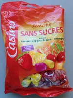 Mini bonbons assortis sans sucres goûts cerise, citron, fraise, orange