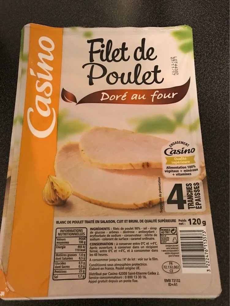 Filet de poulet doré au four