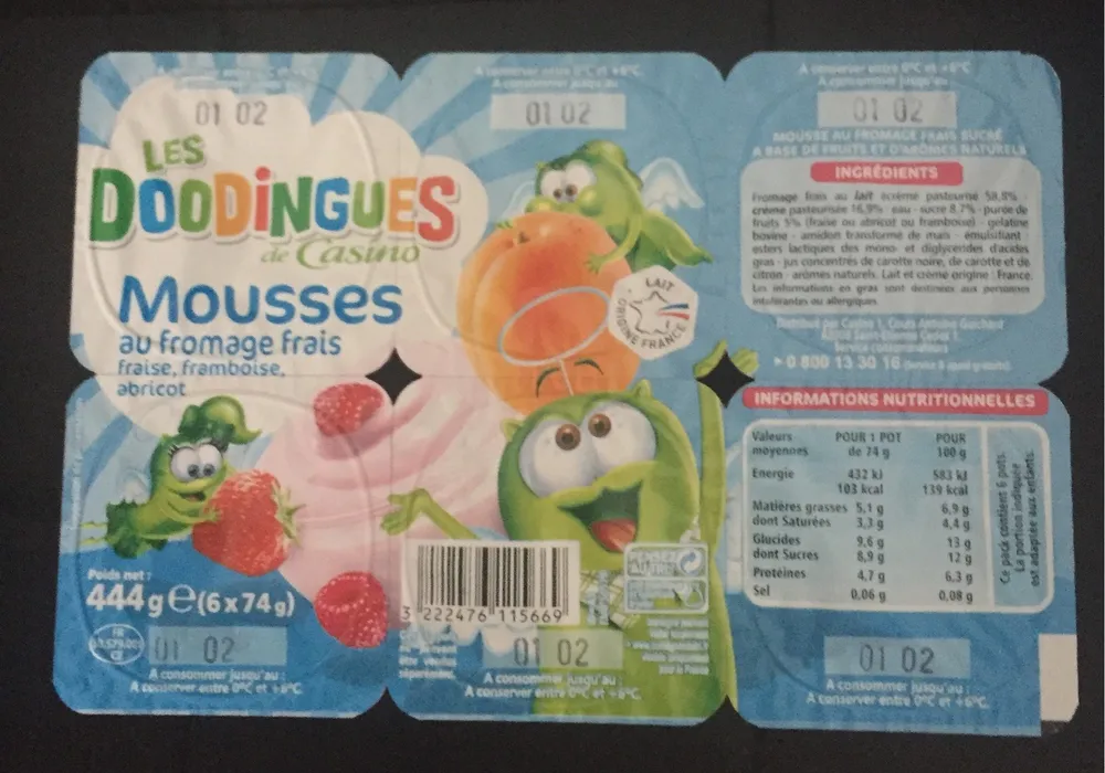 Mousse au fromage frais - Fraise, framboise, abricot