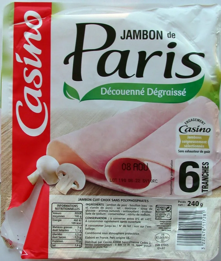 Jambon de Paris découenné dégraissé