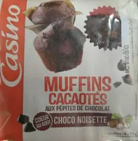 Muffins cacaotés aux pépites de chocolat cœur au goût choco noisette